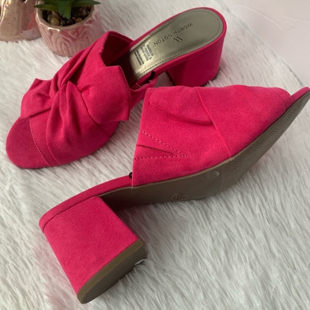Worthington Fremont Pink Open Toe Slip On Heel